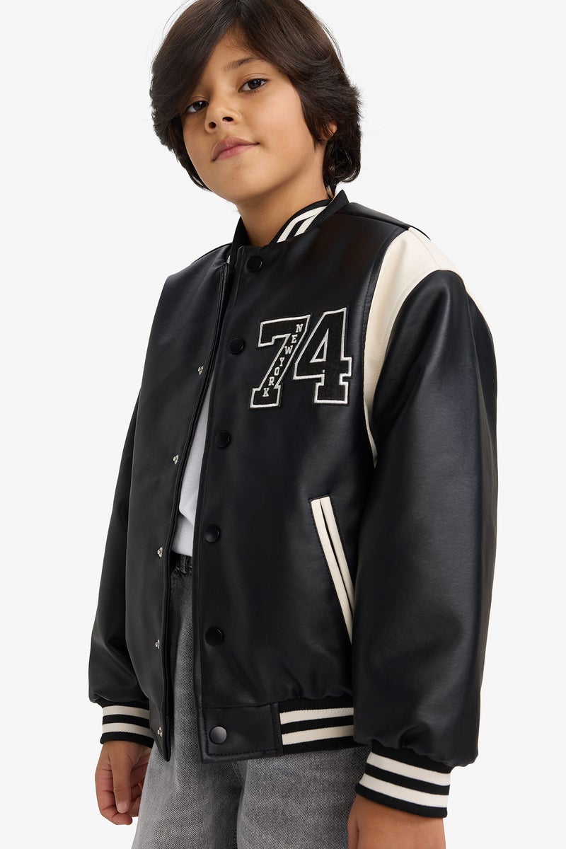 ديفاكتو جاكيت بومبر اولادي جلد صناعي وتر بروف - Image 1